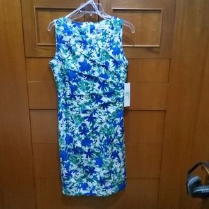 Calvin Klein Floral Starburst Pleated Sheath Dress